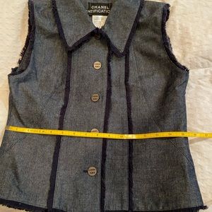 Chanel Identification denim frayed vest size 38